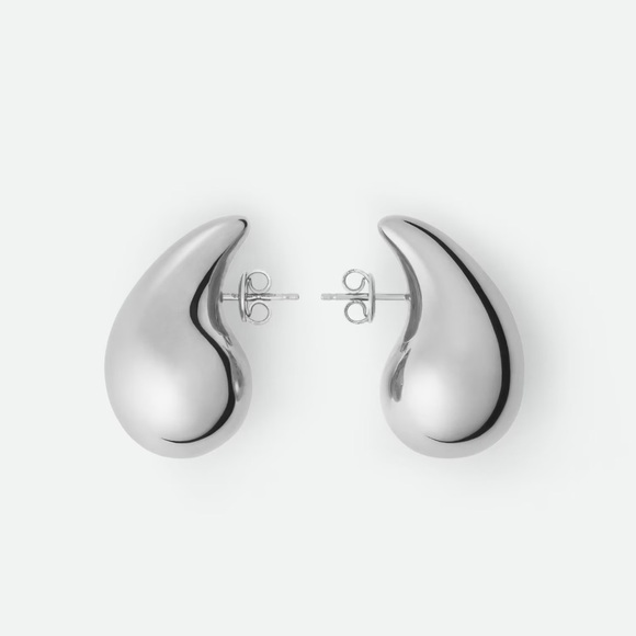 Tear drop earrings in silver. Large - Picture 3 of 4